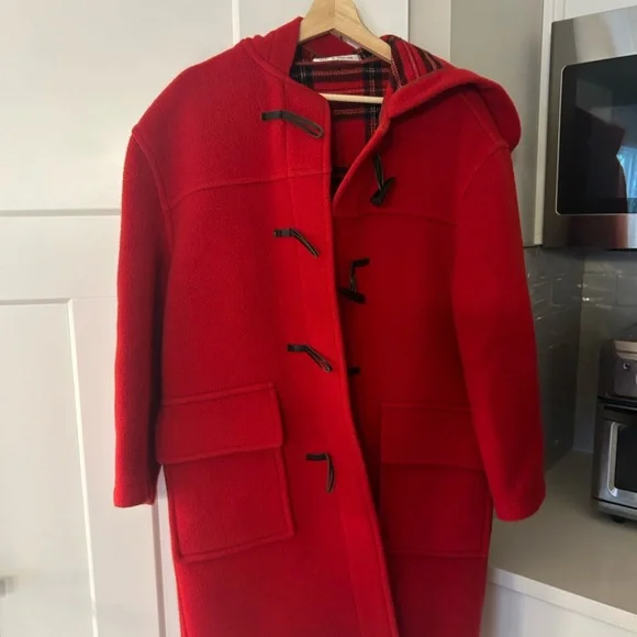 Burberry blue label vintage Red Hooded duffle coat- wool - Picture 2 of 13